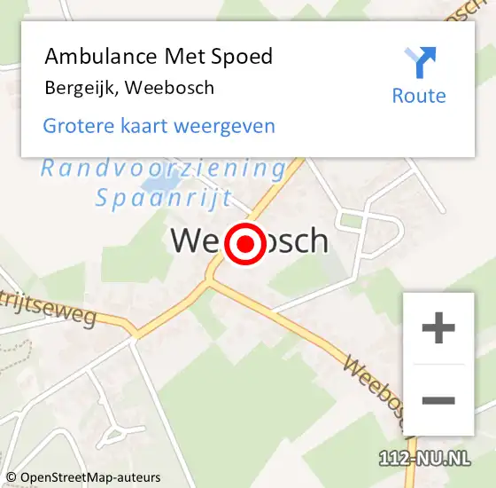 Locatie op kaart van de 112 melding: Ambulance Met Spoed Naar Bergeijk, Weebosch op 7 mei 2020 14:44