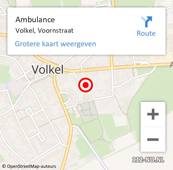 Locatie op kaart van de 112 melding: Ambulance Volkel, Voornstraat op 7 mei 2020 15:10