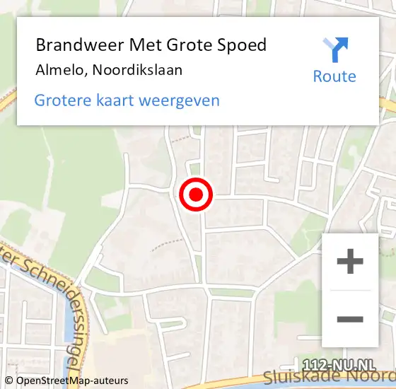 Locatie op kaart van de 112 melding: Brandweer Met Grote Spoed Naar Almelo, Noordikslaan op 7 mei 2020 15:12