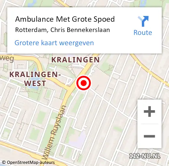 Locatie op kaart van de 112 melding: Ambulance Met Grote Spoed Naar Rotterdam, Chris Bennekerslaan op 7 mei 2020 15:20