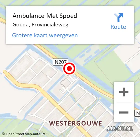 Locatie op kaart van de 112 melding: Ambulance Met Spoed Naar Gouda, Provincialeweg op 7 mei 2020 16:08