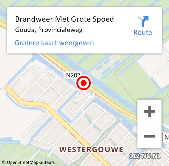 Locatie op kaart van de 112 melding: Brandweer Met Grote Spoed Naar Gouda, Provincialeweg op 7 mei 2020 16:08