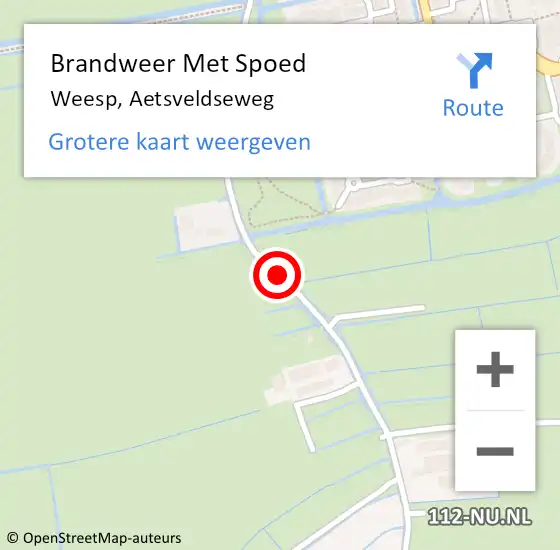 Locatie op kaart van de 112 melding: Brandweer Met Spoed Naar Weesp, Aetsveldseweg op 7 mei 2020 16:12