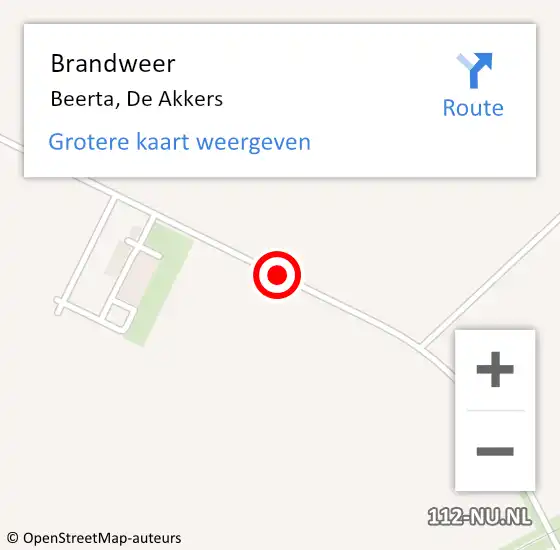 Locatie op kaart van de 112 melding: Brandweer Beerta, De Akkers op 7 mei 2020 16:15