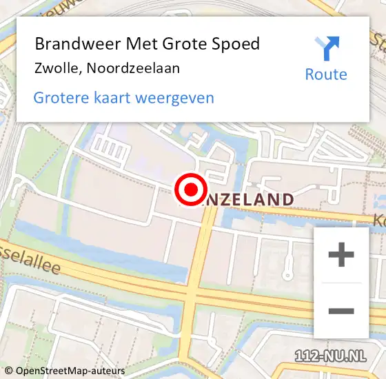 Locatie op kaart van de 112 melding: Brandweer Met Grote Spoed Naar Zwolle, Noordzeelaan op 7 mei 2020 16:28