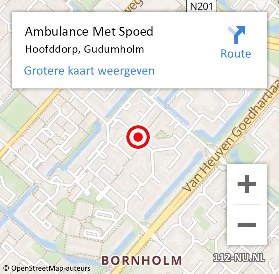 Locatie op kaart van de 112 melding: Ambulance Met Spoed Naar Hoofddorp, Gudumholm op 7 mei 2020 16:39