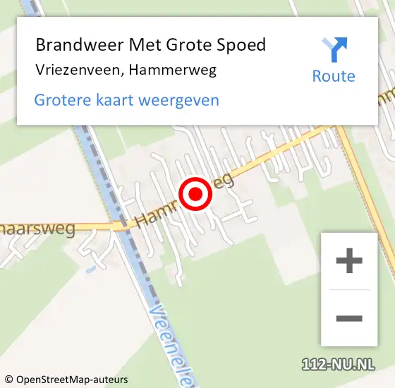 Locatie op kaart van de 112 melding: Brandweer Met Grote Spoed Naar Vriezenveen, Hammerweg op 7 mei 2020 16:46