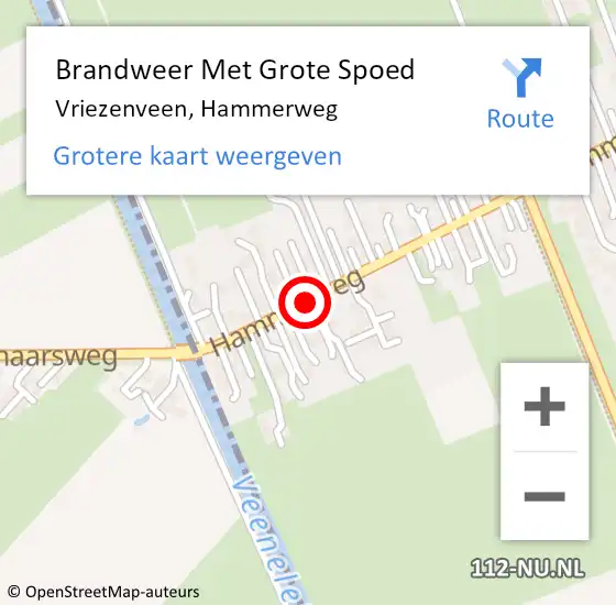 Locatie op kaart van de 112 melding: Brandweer Met Grote Spoed Naar Vriezenveen, Hammerweg op 7 mei 2020 16:51