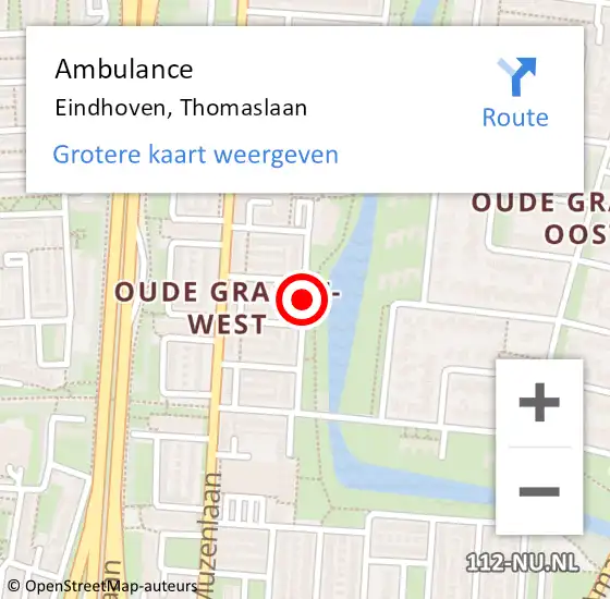 Locatie op kaart van de 112 melding: Ambulance Eindhoven, Thomaslaan op 7 mei 2020 17:04