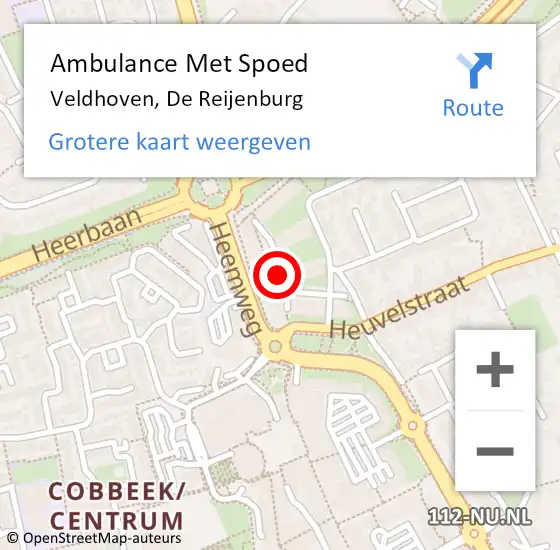 Locatie op kaart van de 112 melding: Ambulance Met Spoed Naar Veldhoven, De Reijenburg op 7 mei 2020 18:36