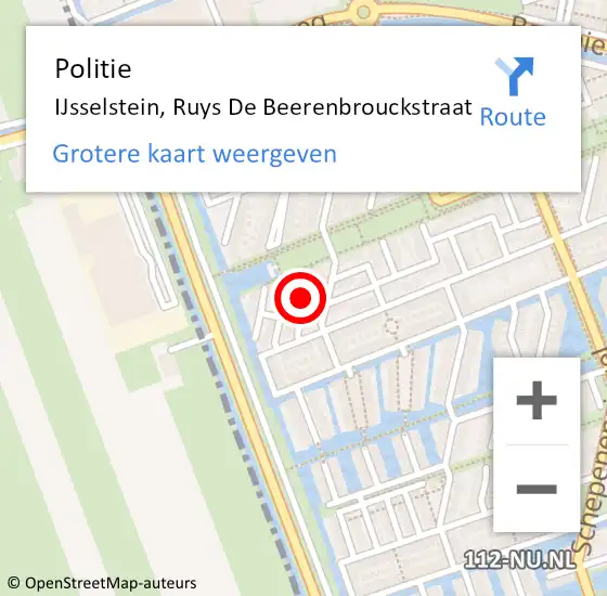 Locatie op kaart van de 112 melding: Politie IJsselstein, Ruys De Beerenbrouckstraat op 7 mei 2020 18:45