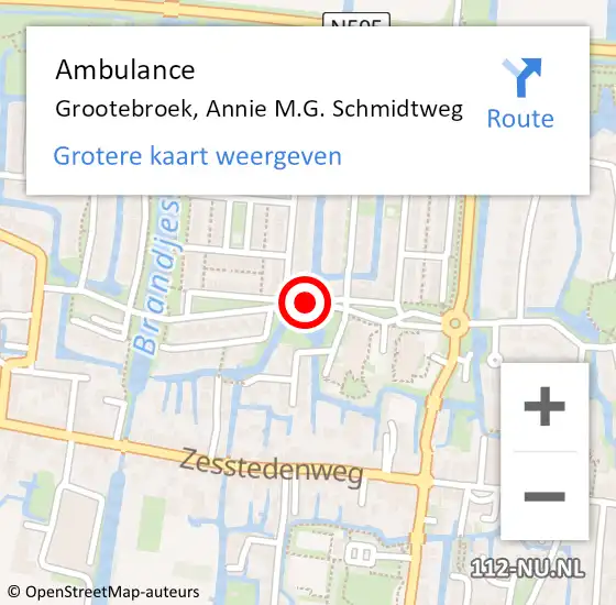 Locatie op kaart van de 112 melding: Ambulance Grootebroek, Annie M.G. Schmidtweg op 7 mei 2020 19:47