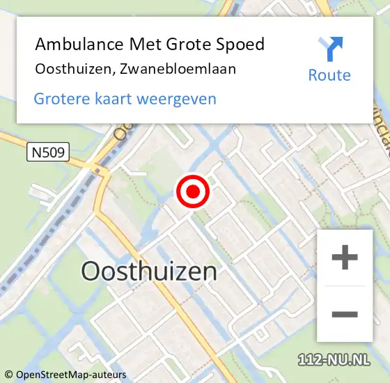 Locatie op kaart van de 112 melding: Ambulance Met Grote Spoed Naar Oosthuizen, Zwanebloemlaan op 6 mei 2014 04:41