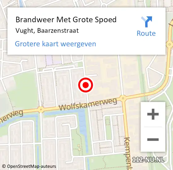 Locatie op kaart van de 112 melding: Brandweer Met Grote Spoed Naar Vught, Baarzenstraat op 7 mei 2020 20:35