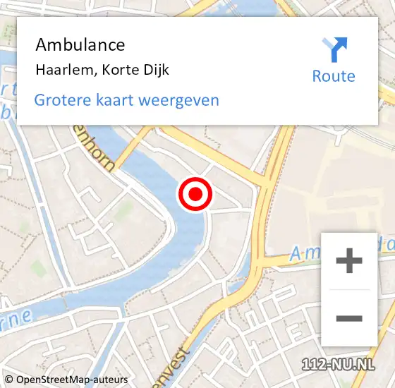 Locatie op kaart van de 112 melding: Ambulance Haarlem, Korte Dijk op 7 mei 2020 21:18