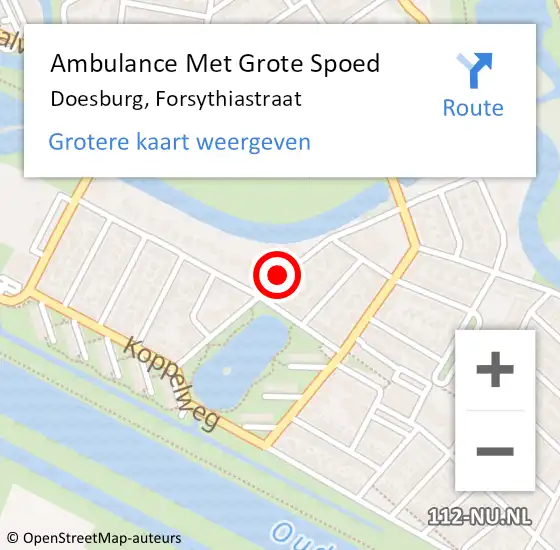 Locatie op kaart van de 112 melding: Ambulance Met Grote Spoed Naar Doesburg, Forsythiastraat op 7 mei 2020 22:30