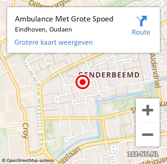 Locatie op kaart van de 112 melding: Ambulance Met Grote Spoed Naar Eindhoven, Oudaen op 7 mei 2020 23:15