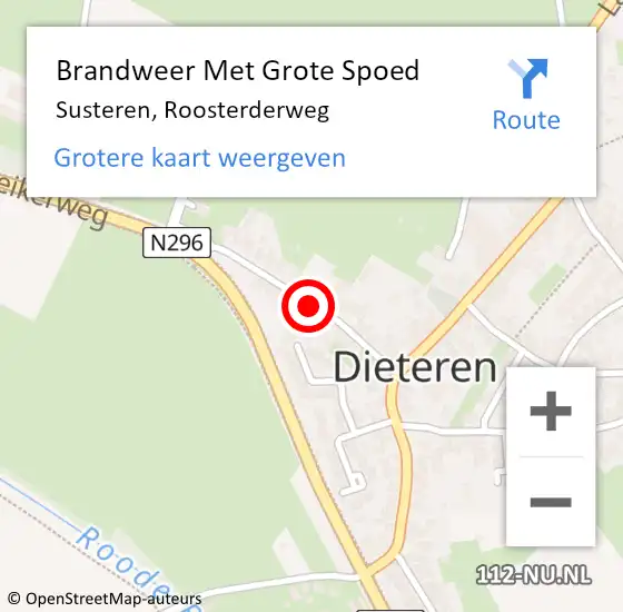 Locatie op kaart van de 112 melding: Brandweer Met Grote Spoed Naar Susteren, Roosterderweg op 8 mei 2020 00:05