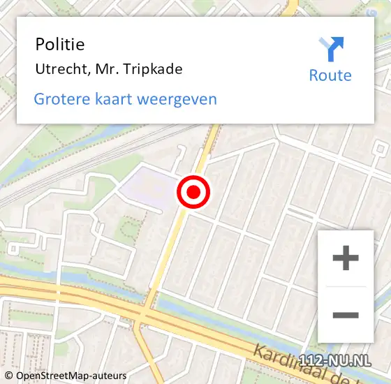 Locatie op kaart van de 112 melding: Politie Utrecht, Mr. Tripkade op 8 mei 2020 00:13