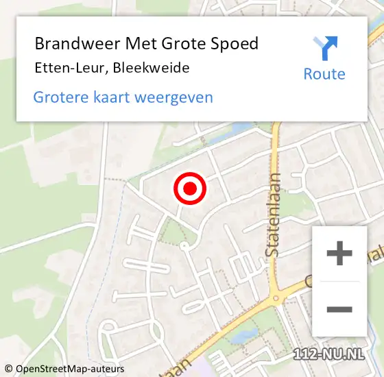 Locatie op kaart van de 112 melding: Brandweer Met Grote Spoed Naar Etten-Leur, Bleekweide op 8 mei 2020 02:41