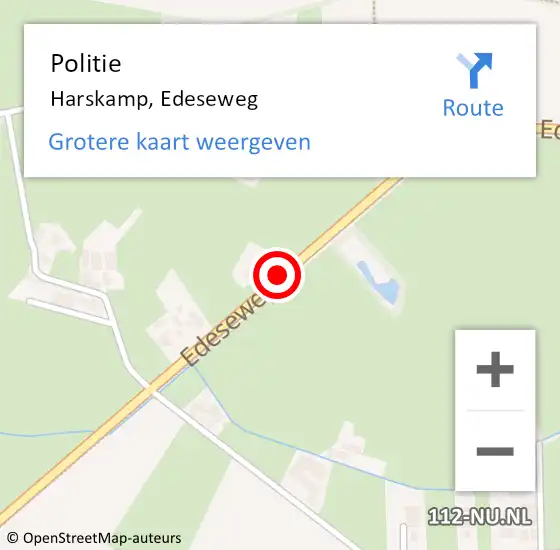 Locatie op kaart van de 112 melding: Politie Harskamp, Edeseweg op 6 mei 2014 05:45