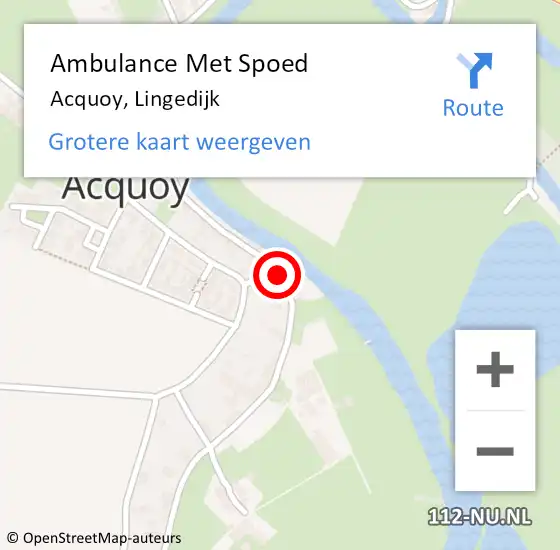 Locatie op kaart van de 112 melding: Ambulance Met Spoed Naar Acquoy, Lingedijk op 8 mei 2020 05:42