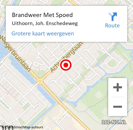 Locatie op kaart van de 112 melding: Brandweer Met Spoed Naar Uithoorn, Joh. Enschedeweg op 8 mei 2020 09:02