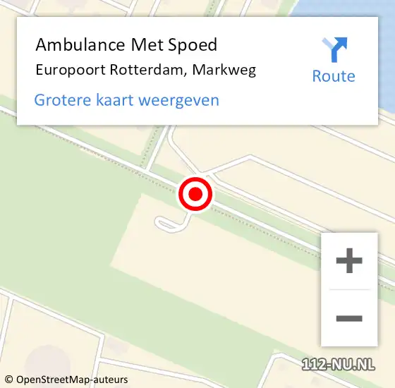 Locatie op kaart van de 112 melding: Ambulance Met Spoed Naar Europoort Rotterdam, Markweg op 8 mei 2020 10:48