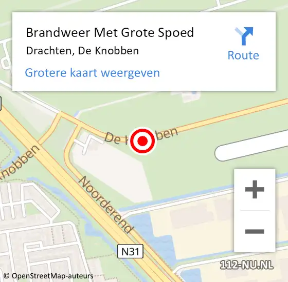 Locatie op kaart van de 112 melding: Brandweer Met Grote Spoed Naar Drachten, De Knobben op 8 mei 2020 11:37