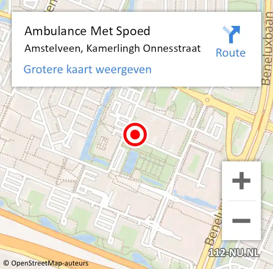 Locatie op kaart van de 112 melding: Ambulance Met Spoed Naar Amstelveen, Kamerlingh Onnesstraat op 6 mei 2014 07:26