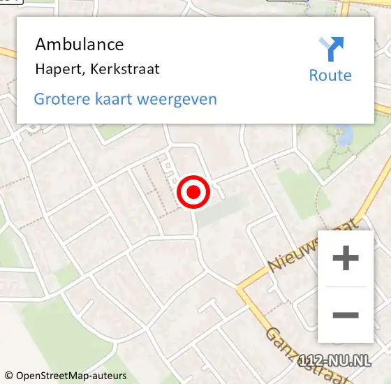 Locatie op kaart van de 112 melding: Ambulance Hapert, Kerkstraat op 8 mei 2020 11:57