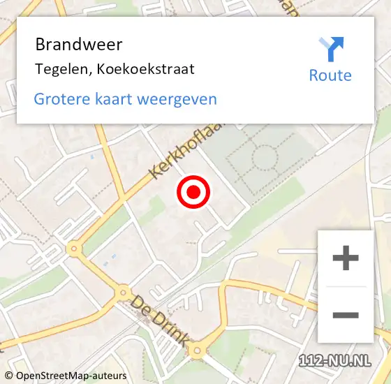 Locatie op kaart van de 112 melding: Brandweer Tegelen, Koekoekstraat op 8 mei 2020 12:12