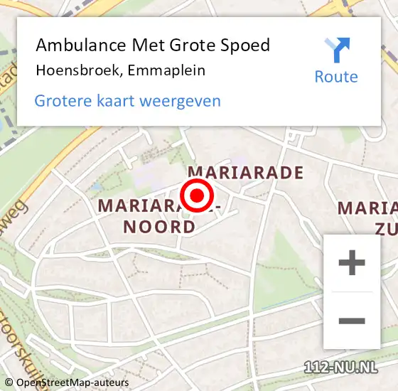 Locatie op kaart van de 112 melding: Ambulance Met Grote Spoed Naar Hoensbroek, Emmaplein op 6 mei 2014 07:44