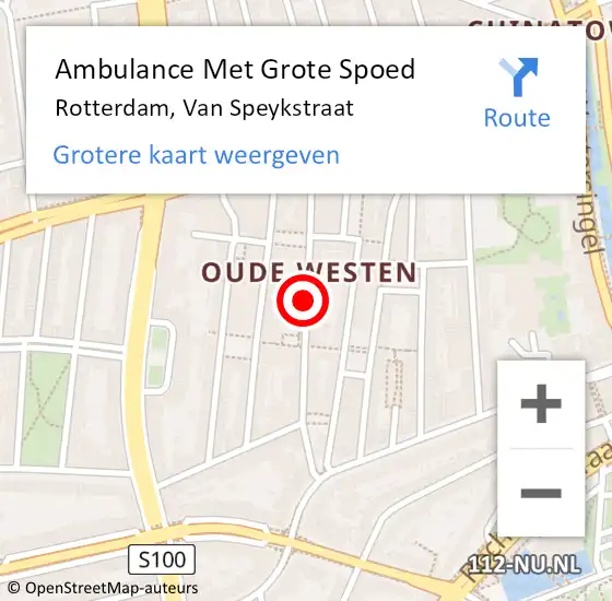 Locatie op kaart van de 112 melding: Ambulance Met Grote Spoed Naar Rotterdam, Van Speykstraat op 8 mei 2020 13:33