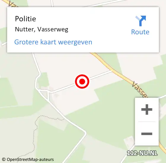 Locatie op kaart van de 112 melding: Politie Nutter, Vasserweg op 8 mei 2020 15:02