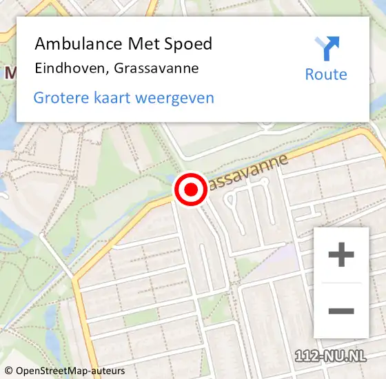 Locatie op kaart van de 112 melding: Ambulance Met Spoed Naar Eindhoven, Grassavanne op 8 mei 2020 15:09