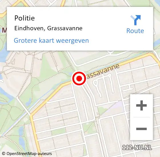 Locatie op kaart van de 112 melding: Politie Eindhoven, Grassavanne op 8 mei 2020 15:10