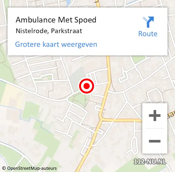 Locatie op kaart van de 112 melding: Ambulance Met Spoed Naar Nistelrode, Parkstraat op 8 mei 2020 15:15