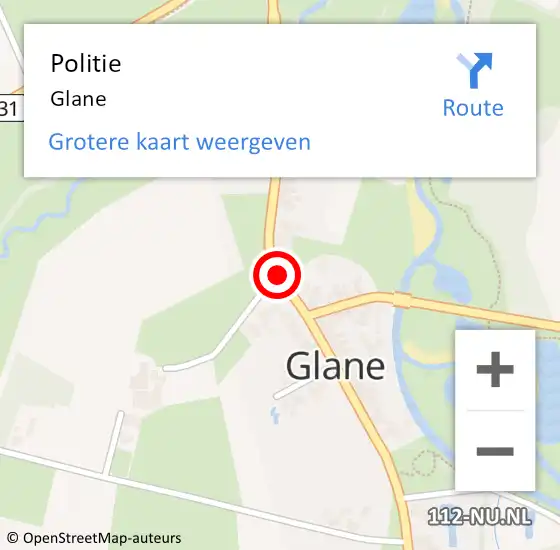 Locatie op kaart van de 112 melding: Politie Glane op 8 mei 2020 15:28