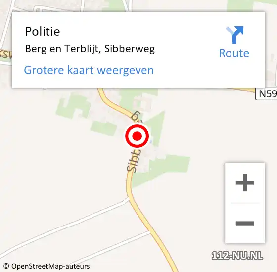 Locatie op kaart van de 112 melding: Politie Berg en Terblijt, Sibberweg op 8 mei 2020 15:28