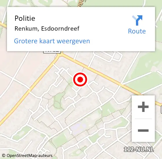 Locatie op kaart van de 112 melding: Politie Renkum, Esdoorndreef op 8 mei 2020 15:35