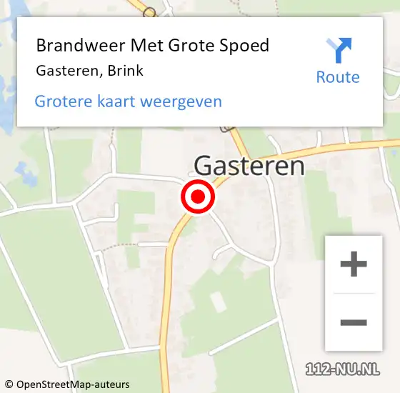 Locatie op kaart van de 112 melding: Brandweer Met Grote Spoed Naar Gasteren, Brink op 8 mei 2020 15:59