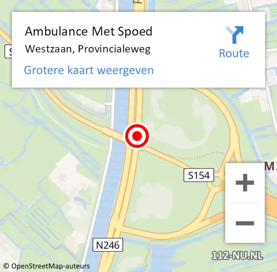 Locatie op kaart van de 112 melding: Ambulance Met Spoed Naar Westzaan, Provincialeweg op 8 mei 2020 16:07
