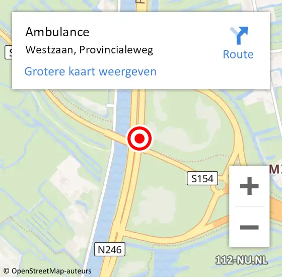 Locatie op kaart van de 112 melding: Ambulance Westzaan, Provincialeweg op 8 mei 2020 16:07