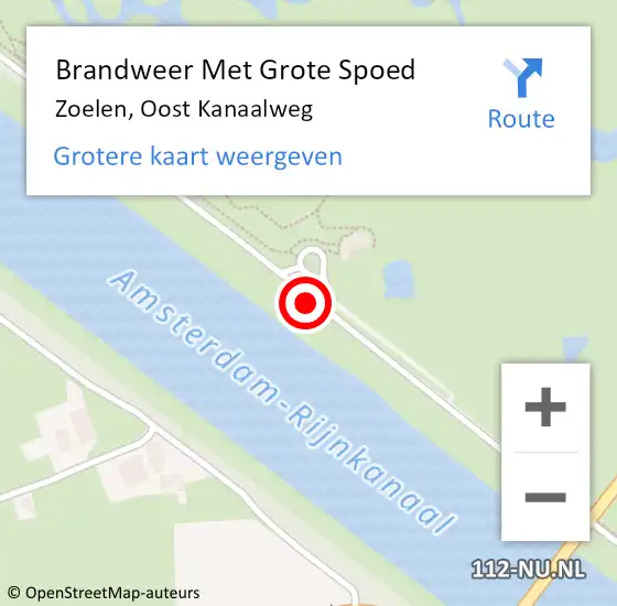 Locatie op kaart van de 112 melding: Brandweer Met Grote Spoed Naar Zoelen, Oost Kanaalweg op 1 oktober 2013 03:51