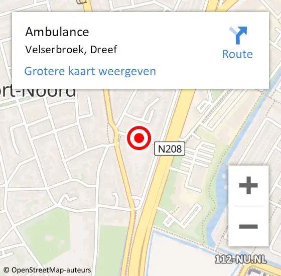 Locatie op kaart van de 112 melding: Ambulance Velserbroek, Dreef op 8 mei 2020 16:27