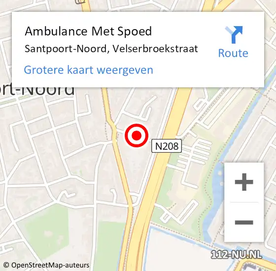 Locatie op kaart van de 112 melding: Ambulance Met Spoed Naar Velserbroek, Dreef op 8 mei 2020 16:28