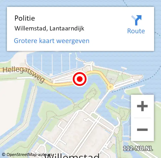 Locatie op kaart van de 112 melding: Politie Willemstad, Lantaarndijk op 8 mei 2020 17:03