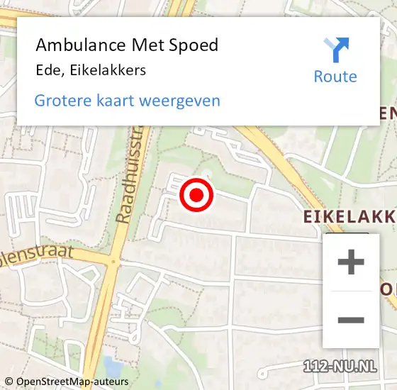 Locatie op kaart van de 112 melding: Ambulance Met Spoed Naar Ede, Eikelakkers op 8 mei 2020 17:25