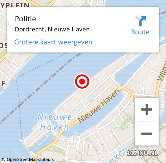 Locatie op kaart van de 112 melding: Politie Dordrecht, Nieuwe Haven op 8 mei 2020 19:01
